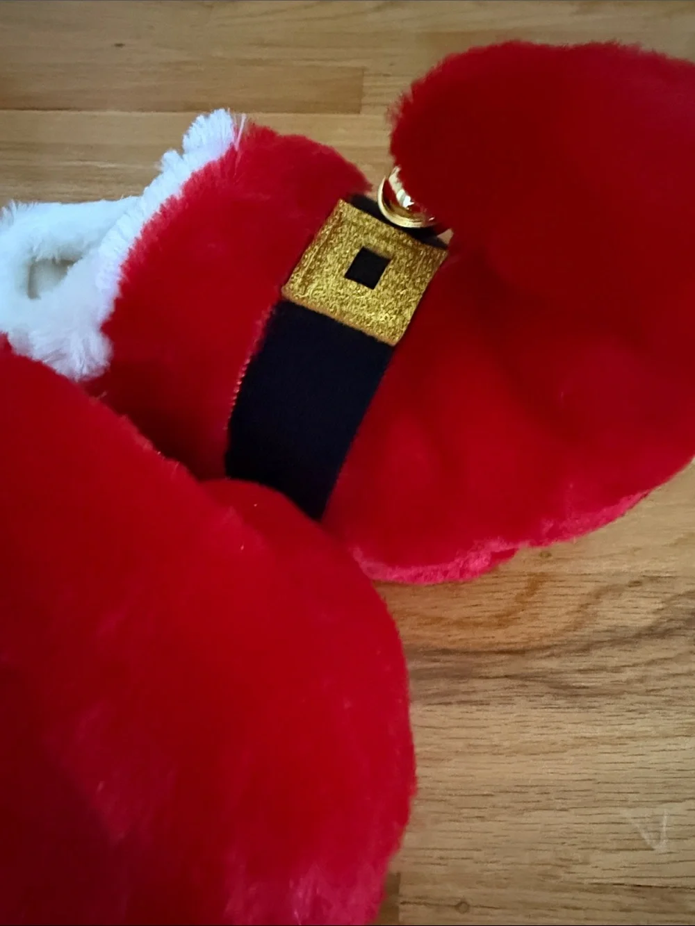 Holiday Plush Santa Slippers - Red
